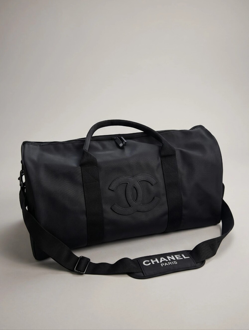 CHANEL Black Duffel with White Or Black CC Emblem - Picture 9 of 10